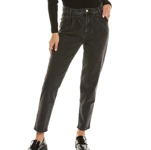 Current/Elliot Gravity Pleated Black Washed Straight Jeans Women Size 25